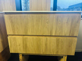 PLYWOOD 900 WALNUT FLUTED WALL HUNG VANITY WITH CERAMIC TOP