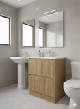 PLYWOOD 600 WALNUT FLUTED FLOOR STANDING VANITY WITH CERAMIC TOP