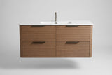 PLYWOOD 1200 RIVIERA OAK FLUTED 4 DRAWER WALLHUNG VANITY WITH CERAMIC TOP