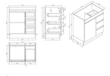 PLYWOOD MADRID 750 WHITE FLOOR STANDING VANITY WITH CERAMIC TOP
