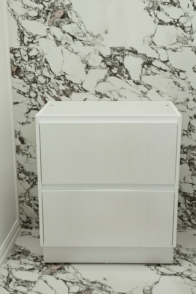 PLYWOOD 900 MATTE WHITE FLUTED FLOOR STANDING VANITY - BASE ONLY