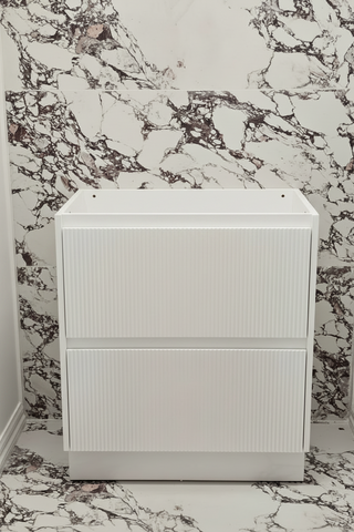 PLYWOOD 600 MATTE WHITE FLUTED FLOOR STANDING VANITY - BASE ONLY