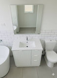 FLUTED WHITE HERITAGE 750 VANITY 1 DOOR 3 DRAWER - BASE ONLY