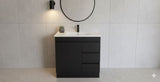 PLYWOOD MADRID 900 DARK OAK FLOOR STANDING VANITY WITH CERAMIC TOP