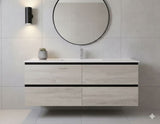PLYWOOD 1500 BLACK AND LIGHT OAK WALL HUNG VANITY (SINGLE BASIN)