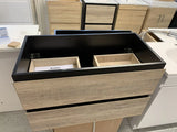 PLYWOOD NELSON 600 BLACK AND LIGHT OAK WALL HUNG VANITY - BASE ONLY