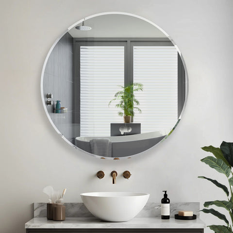 FLAT MIRROR WITH BEVELLED EDGE 600MM ROUND