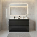 PLYWOOD POLO 1200 DARK OAK FLOOR STANDING VANITY (DOUBLE BASIN) WITH CERAMIC TOP