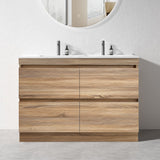 PLYWOOD POLO 1200 LIGHT OAK FLOOR STANDING VANITY (DOUBLE BASIN) WITH CERAMIC TOP