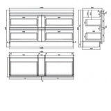 PLYWOOD POLO 1500 WHITE FLOOR STANDING VANITY (DOUBLE BASIN) WITH CERAMIC TOP