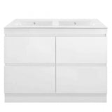 PLYWOOD POLO 1500 WHITE FLOOR STANDING VANITY (DOUBLE BASIN) WITH CERAMIC TOP