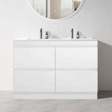 PLYWOOD POLO 1500 WHITE FLOOR STANDING VANITY (DOUBLE BASIN) WITH CERAMIC TOP