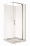 SQUARE 900 x 900 SEMI-FRAMELESS CHROME SHOWER, CORNER WASTE
