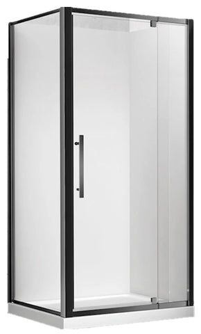 CUBO 750 x 900 BLACK SHOWER DOOR AND RETURN ONLY