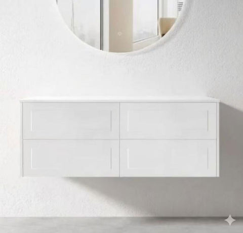 PLYWOOD 1500 HAMPTON WALL HUNG VANITY (DOUBLE BASIN) - BASE ONLY