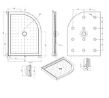 TONDO ROUND SHOWER TRAY CENTRE WASTE 1200x900 LEFT HAND SIDE