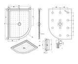 TONDO ROUND SHOWER TRAY CENTRE WASTE 1200x900 RIGHT HAND SIDE