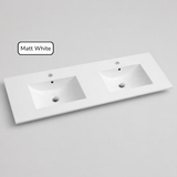 PLYWOOD 1500 MATTE WHITE FLUTED WALL HUNG VANITY (DOUBLE BASIN) WITH MATTE WHITE CERAMIC TOP