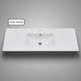 PLYWOOD 1500 MATTE WHITE FLUTED WALL HUNG VANITY (SINGLE BASIN) WITH MATTE WHITE CERAMIC TOP
