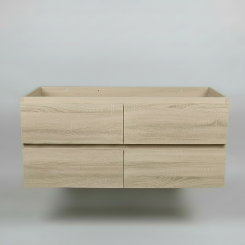 PLYWOOD NELSON 1200 LIGHT OAK WALL HUNG VANITY (DOUBLE BASIN) - BASE ONLY
