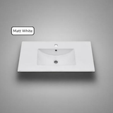 PLYWOOD 750 MATTE WHITE FLUTED FLOOR STANDING VANITY WITH MATTE WHITE CERAMIC TOP