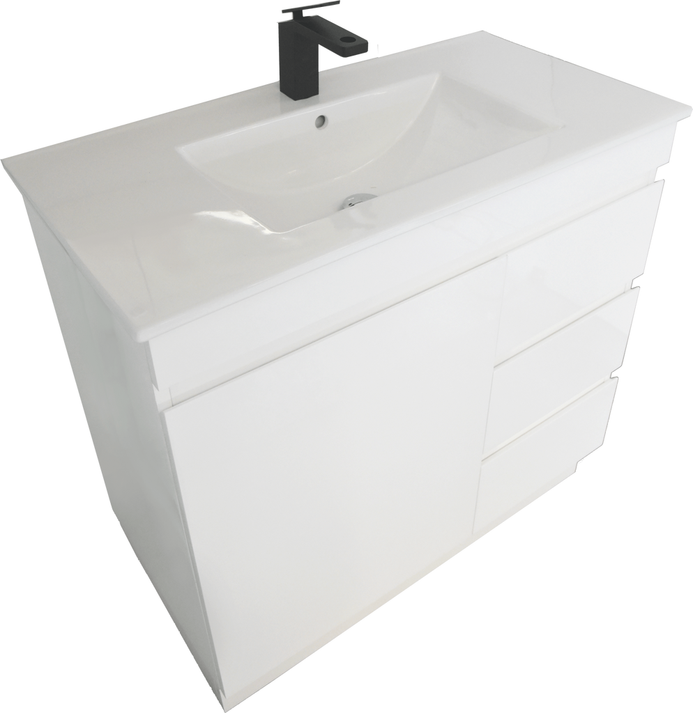 PLYWOOD MADRID 750 WHITE FLOOR STANDING VANITY WITH CERAMIC TOP