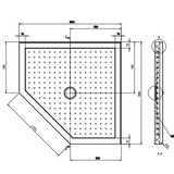 ANGOLO 1000 x 1000 BLACK SHOWER, CENTRE WASTE