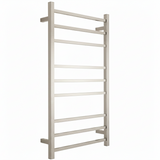 HEATED TOWEL RAIL - BRUSHED NICKEL 9 BARS SQUARE