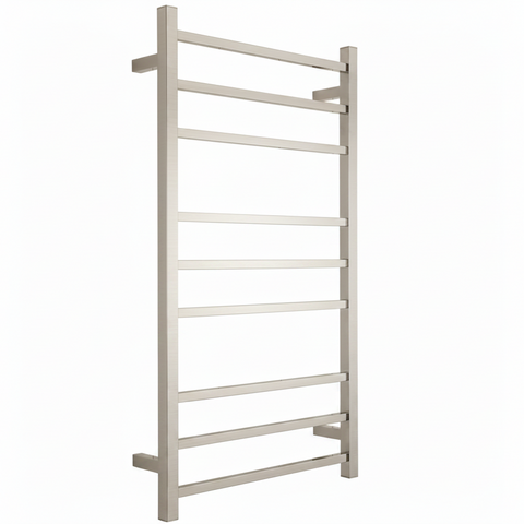 HEATED TOWEL RAIL - BRUSHED NICKEL 9 BARS SQUARE