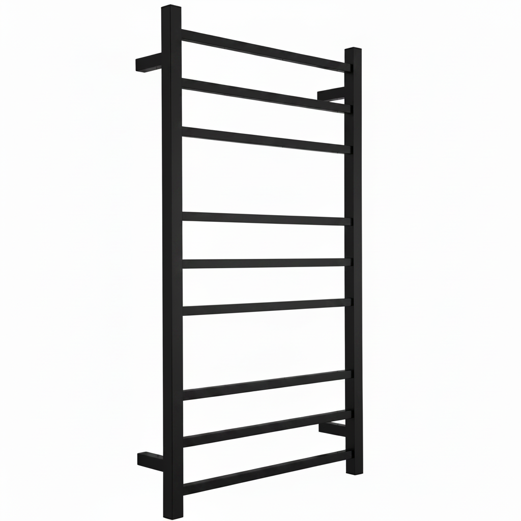 HEATED TOWEL RAIL - SQUARE 9 BARS BLACK