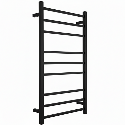 HEATED TOWEL RAIL - SQUARE 9 BARS BLACK