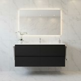 PLYWOOD NELSON 1500 DARK OAK WALL HUNG VANITY (SINGLE BASIN) WITH CERAMIC TOP