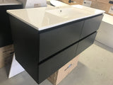PLYWOOD NELSON 1500 DARK OAK WALL HUNG VANITY (SINGLE BASIN) WITH CERAMIC TOP