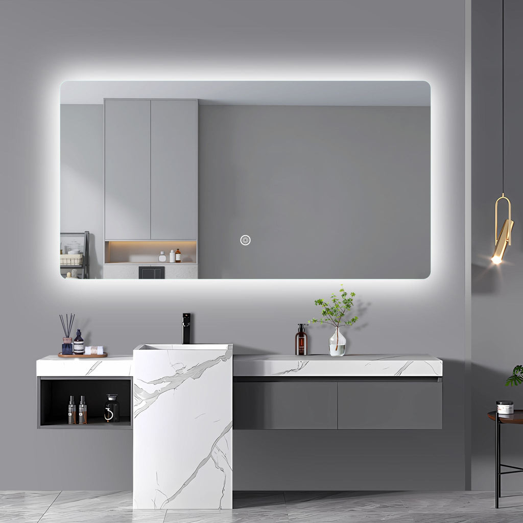 LED mirror rectangle 1500MM x 800MM Backlit with Demister Touch Switch 3 Colours