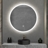 LED mirror round 600MM with Rim and Demister Touch Switch 3 Colours Lighting