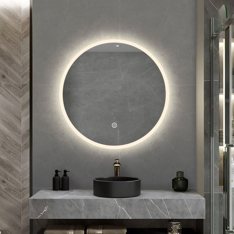 LED mirror round 800MM with Rim and Demister Touch Switch 3 Colours Li ...