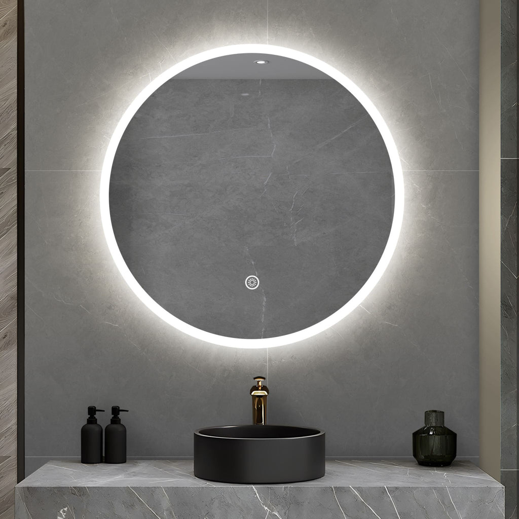 LED mirror round 900MM with Rim and Demister Touch Switch 3 Colours Lighting