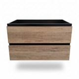 PLYWOOD NELSON 750 BLACK AND LIGHT OAK WALL HUNG VANITY - BASE ONLY