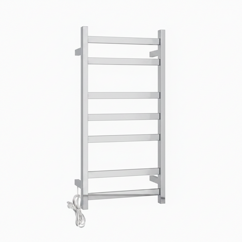 HEATED TOWEL RAIL - CHROME 400MM WIDE (7-BAR)