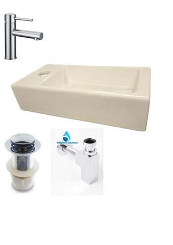 Left Hand Side Basin with Tap, Popup waste and Bottle trap
