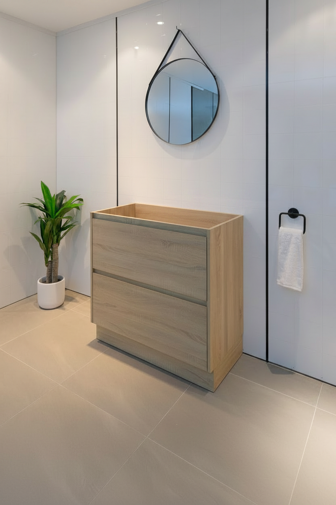 PLYWOOD POLO 600 LIGHT OAK FLOOR STANDING VANITY - BASE ONLY