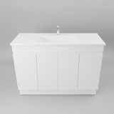 PLYWOOD 1200 WHITE FLOOR STANDING VANITY 2 DRAWERS 2 DOORS (SINGLE BASIN) WITH CERAMIC TOP