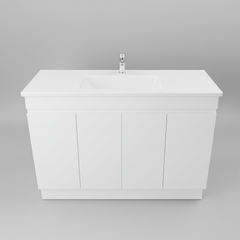 PLYWOOD 1200 WHITE FLOOR STANDING VANITY 2 DRAWERS 2 DOORS (SINGLE BASIN) WITH CERAMIC TOP
