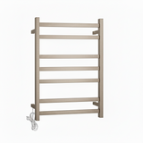 HEATED TOWEL RAIL - BRUSHED NICKEL 600MM WIDE (7-BAR)