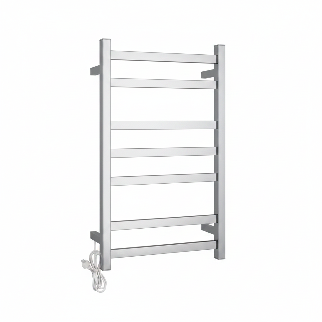 HEATED TOWEL RAIL - CHROME 500MM WIDE (7-BAR)