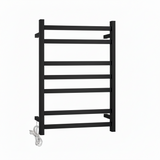 HEATED TOWEL RAIL - BLACK 600MM WIDE (7-BAR)