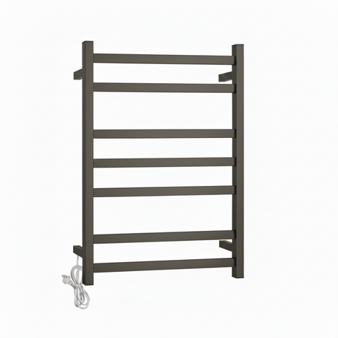 HEATED TOWEL RAIL - GUN METAL 600MM WIDE (7-BAR)