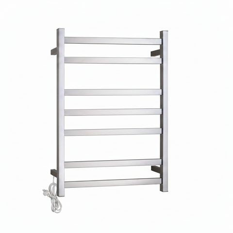 HEATED TOWEL RAIL - CHROME 600MM WIDE (7-BAR)