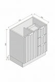 FLUTED WHITE HERITAGE 750 VANITY 1 DOOR 3 DRAWER - BASE ONLY