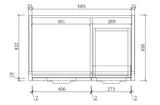 FLUTED WHITE HERITAGE 750 VANITY 1 DOOR 3 DRAWER - BASE ONLY